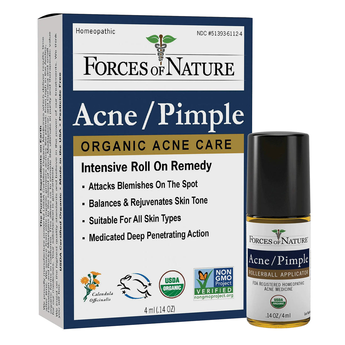 Forces of Nature Natural Organic Acne Skin Care Treatment Non GMO No Harmful Chemicals Cruelty Free - Acne & Pimple Control Clear & Balance Skin Tone 0.14 Fl Oz